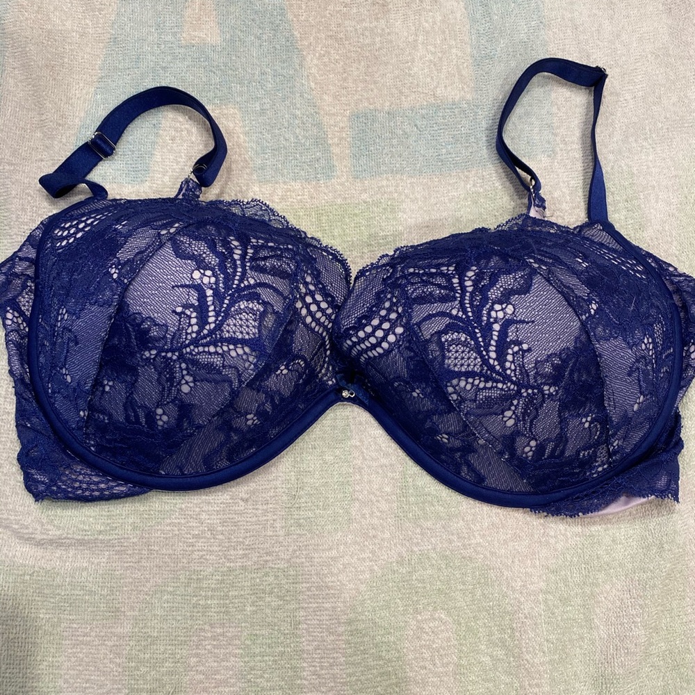 Blue lace push up bra